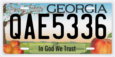 GA license plate QAE5336