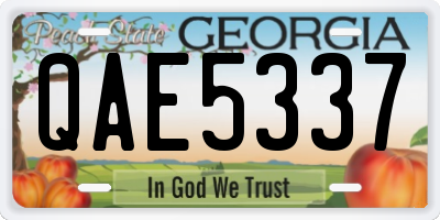 GA license plate QAE5337