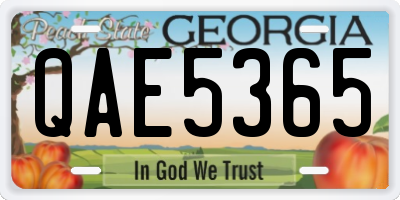 GA license plate QAE5365