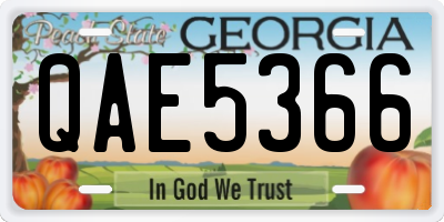 GA license plate QAE5366