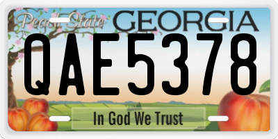 GA license plate QAE5378