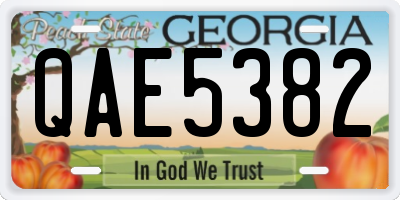 GA license plate QAE5382