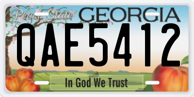 GA license plate QAE5412