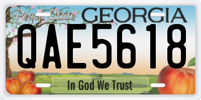 GA license plate QAE5618