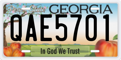 GA license plate QAE5701