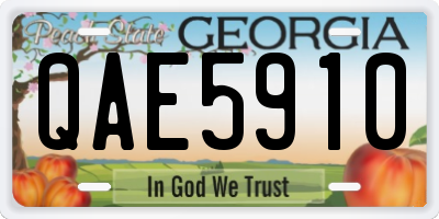 GA license plate QAE5910