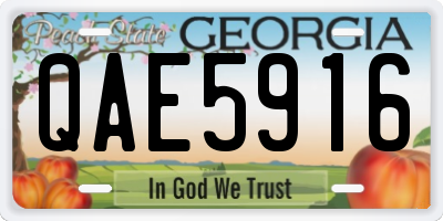 GA license plate QAE5916