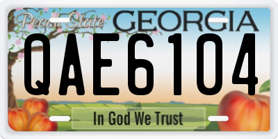 GA license plate QAE6104