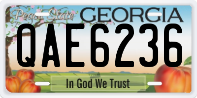 GA license plate QAE6236