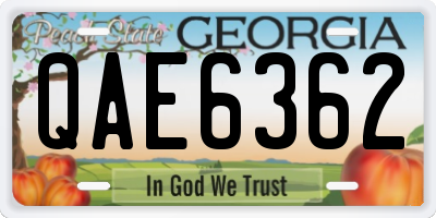 GA license plate QAE6362