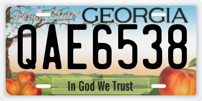 GA license plate QAE6538