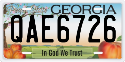 GA license plate QAE6726