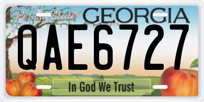 GA license plate QAE6727