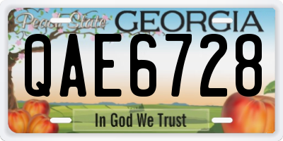 GA license plate QAE6728