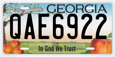 GA license plate QAE6922