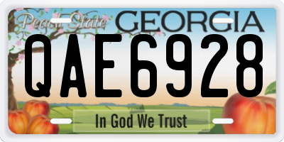 GA license plate QAE6928