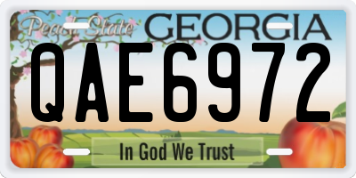 GA license plate QAE6972