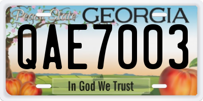 GA license plate QAE7003