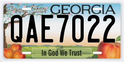 GA license plate QAE7022