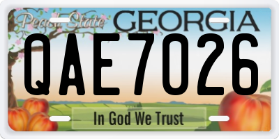 GA license plate QAE7026