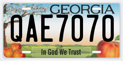 GA license plate QAE7070