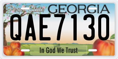 GA license plate QAE7130