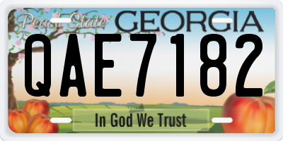 GA license plate QAE7182