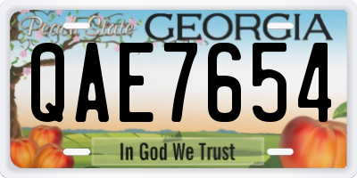 GA license plate QAE7654
