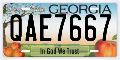 GA license plate QAE7667