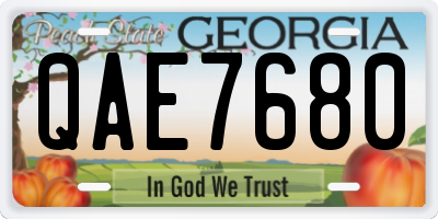 GA license plate QAE7680