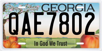 GA license plate QAE7802