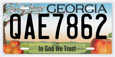 GA license plate QAE7862