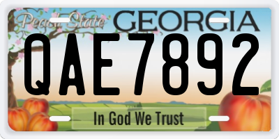 GA license plate QAE7892