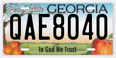 GA license plate QAE8040