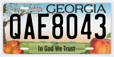 GA license plate QAE8043