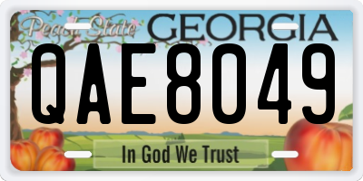 GA license plate QAE8049
