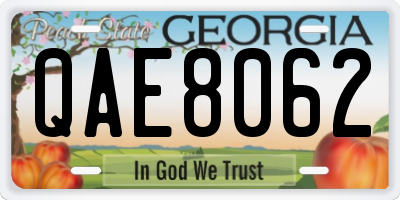 GA license plate QAE8062