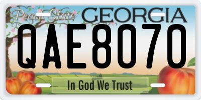 GA license plate QAE8070