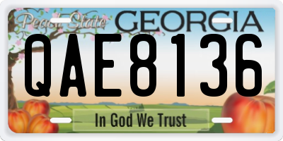 GA license plate QAE8136