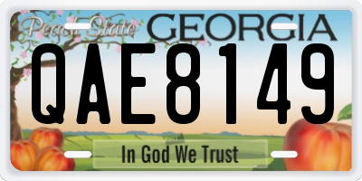 GA license plate QAE8149