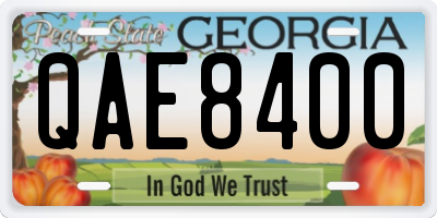 GA license plate QAE8400