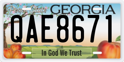 GA license plate QAE8671