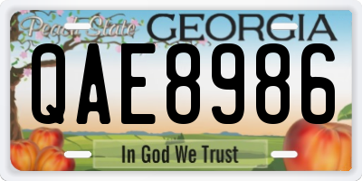 GA license plate QAE8986