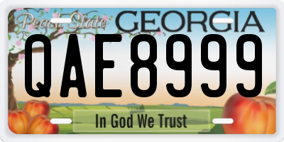 GA license plate QAE8999
