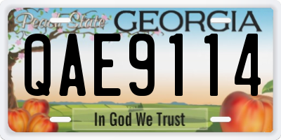 GA license plate QAE9114