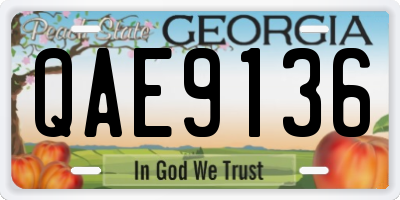 GA license plate QAE9136