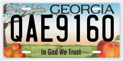 GA license plate QAE9160