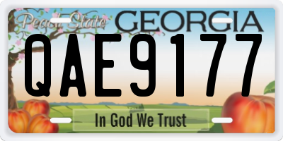 GA license plate QAE9177