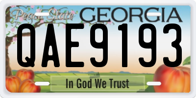 GA license plate QAE9193