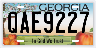 GA license plate QAE9227